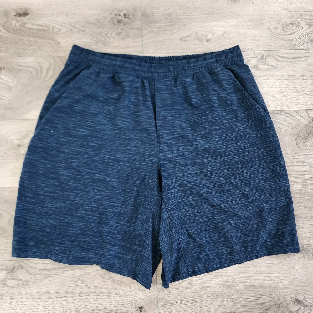 Lululemon Shorts Mens Size XL Dark Heather‎ Blue Athletic Gym Pockets Lined READ